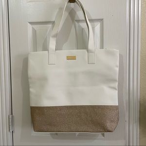 Large white and rose gold glitter tote perfect for the beach!
